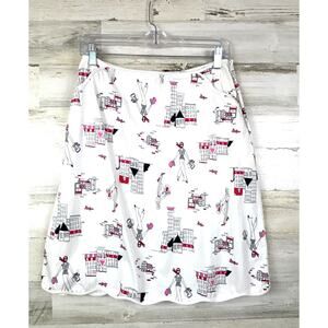 Laura Vintage Womens 10 White Pink French Café Pocket Lightweight Mini Skirt